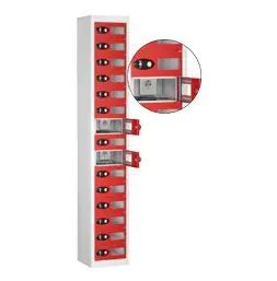 Estantería roja de 15 puertas con visor | POLYPAL STORAGE SYSTEMS